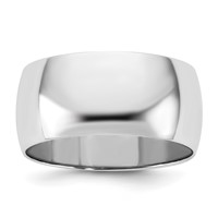 10K 9mm White Gold Half Round Band - Size 4 view 1