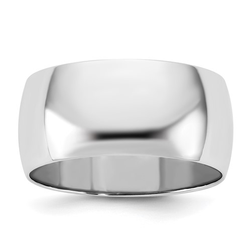 10K 9mm White Gold Half Round Band, Size 4