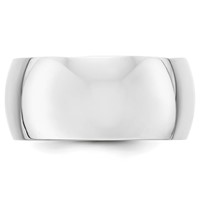 14K White Gold 10mm Half-Round Wedding Band view 2