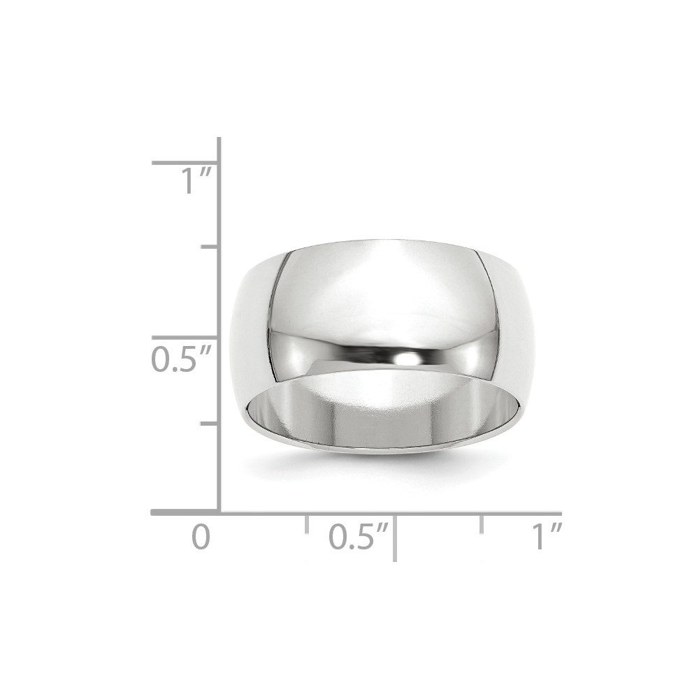 14k White Gold 10mm Half-Round Wedding Band Size 11 (WHR100-11)