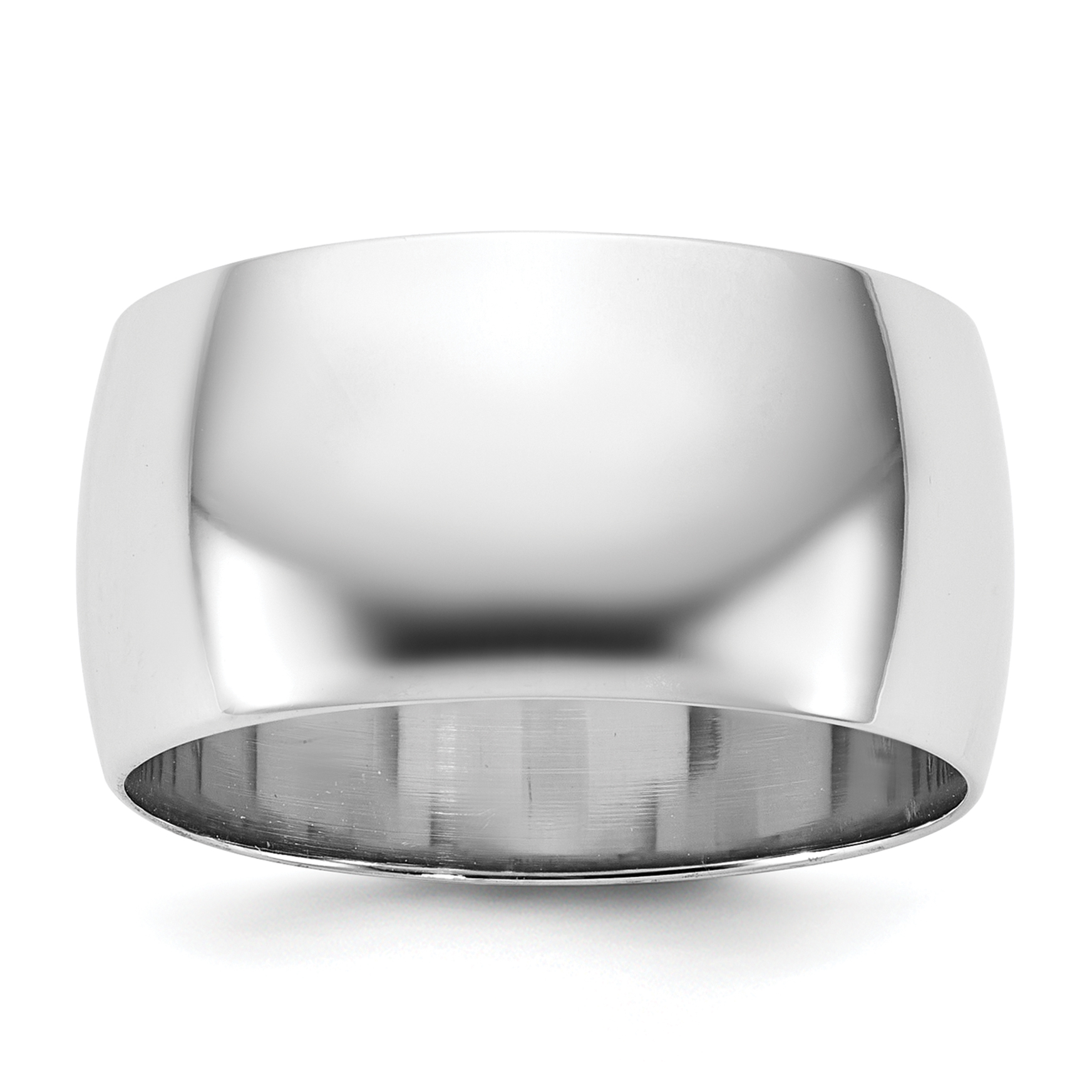 14k White Gold 10mm Half-Round Wedding Band Size 10 (WHR100-10)