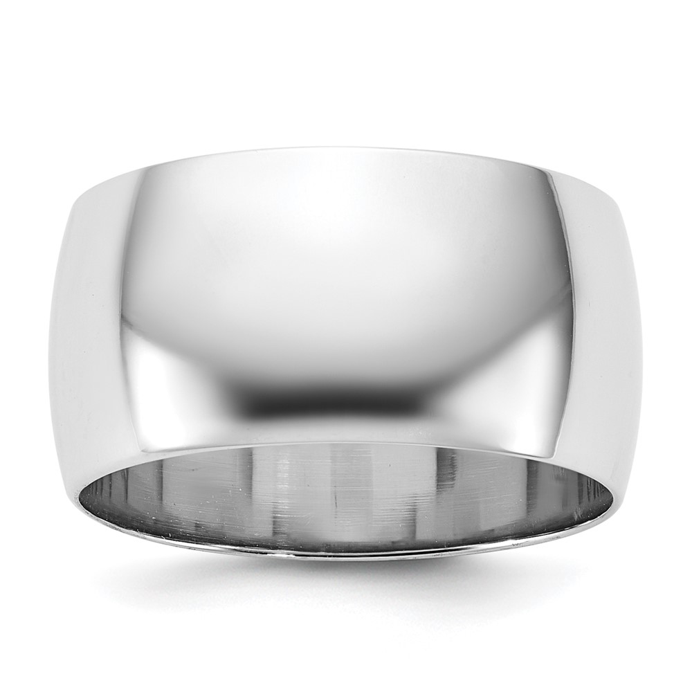 14k White Gold 10mm Half-Round Wedding Band Size 10 (WHR100-10)