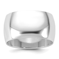 14K 11mm White Gold Half Round Band - Size 5 view 1