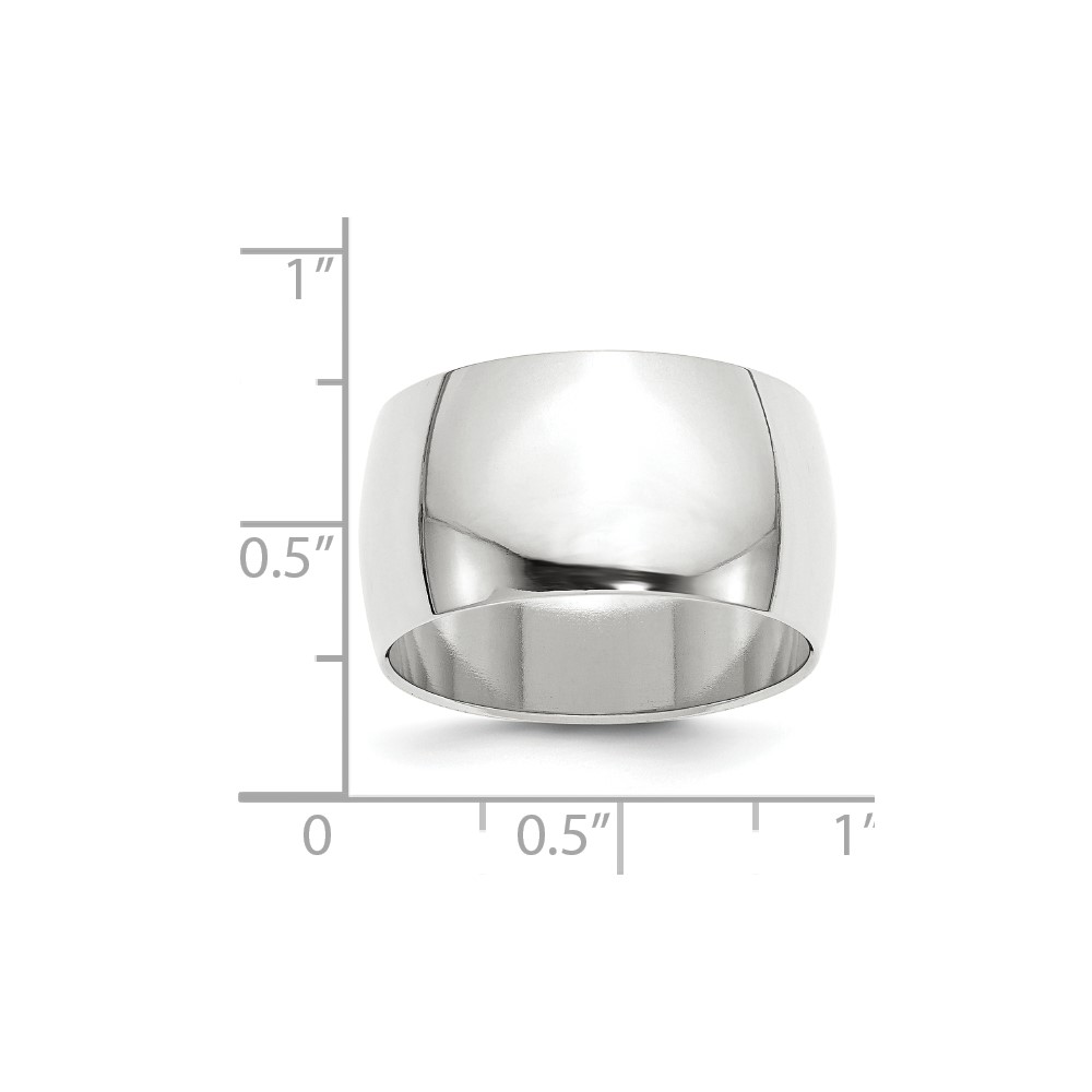 10k White Gold 12mm Half Round Wedding Band Size 6 (1WHR120-6)