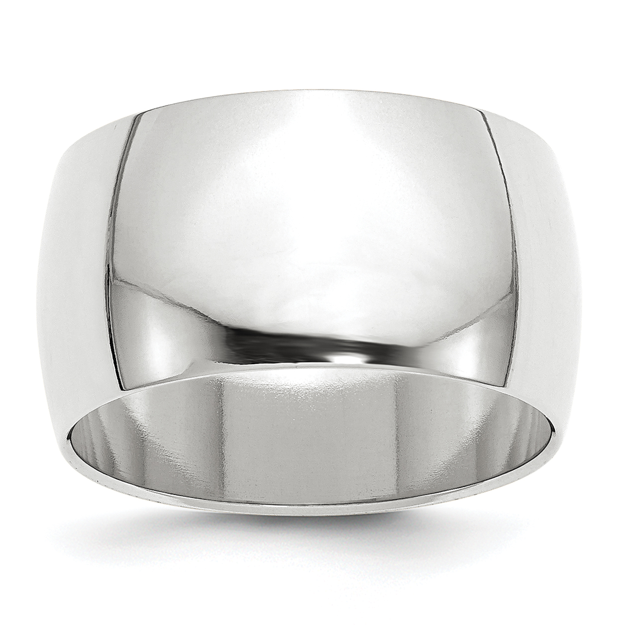 10k White Gold 12mm Half Round Wedding Band Size 6 (1WHR120-6)