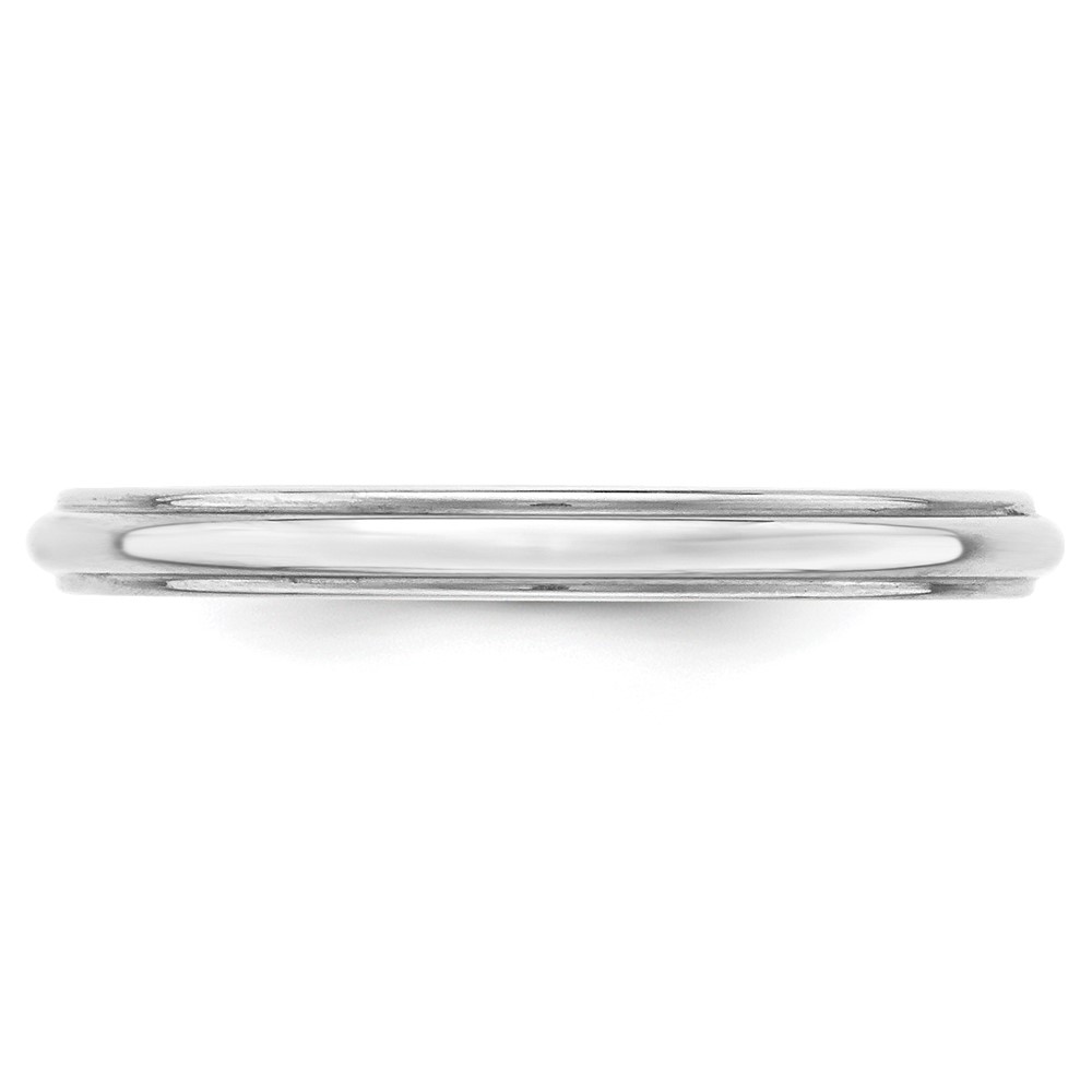 14k White Gold 2.5mm Half Round with Edge Wedding Band Size 8 (WHRE025-8)
