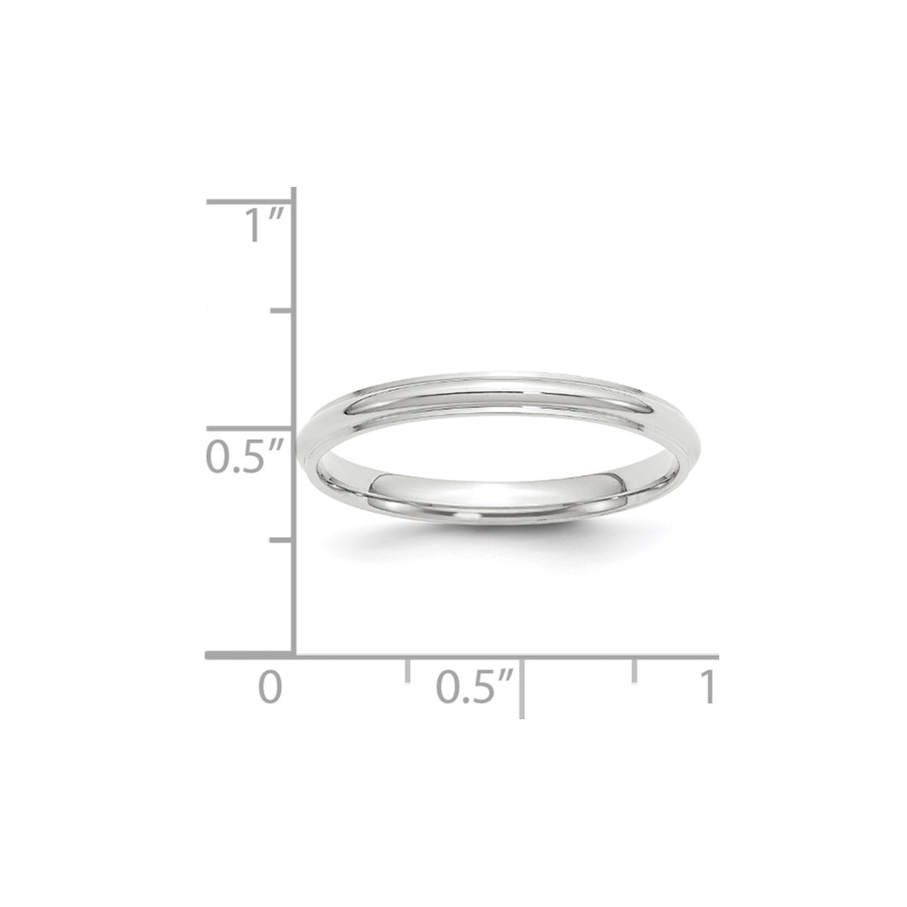 14k White Gold 2.5mm Half Round with Edge Wedding Band Size 8 (WHRE025-8)