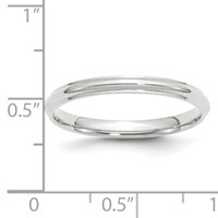 14K White Gold 2.5mm Half Round Band with Edge Wedding view 4