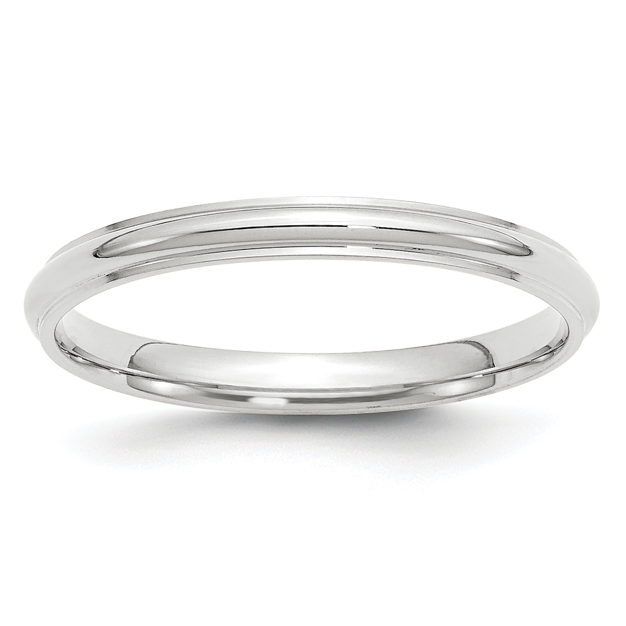 14k White Gold 2.5mm Half Round with Edge Wedding Band Size 5 (WHRE025-5)