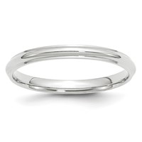 14K White Gold 2.5mm Half Round Band with Edge Wedding view 1