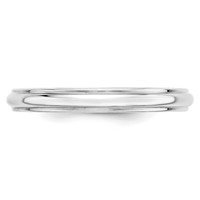 10K White Gold 3mm Half Round Band with Edge Wedding view 2