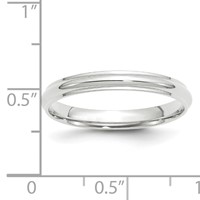 10K White Gold 3mm Half Round Band with Edge Wedding view 3
