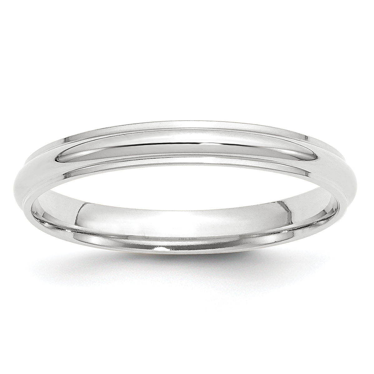 14k White Gold 3mm Half Round with Edge Wedding Band Size 11 (WHRE030-11)