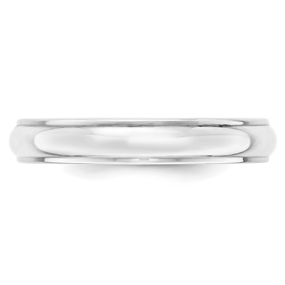 14k White Gold 4mm Half Round with Edge Wedding Band Size 5 (WHRE040-5)