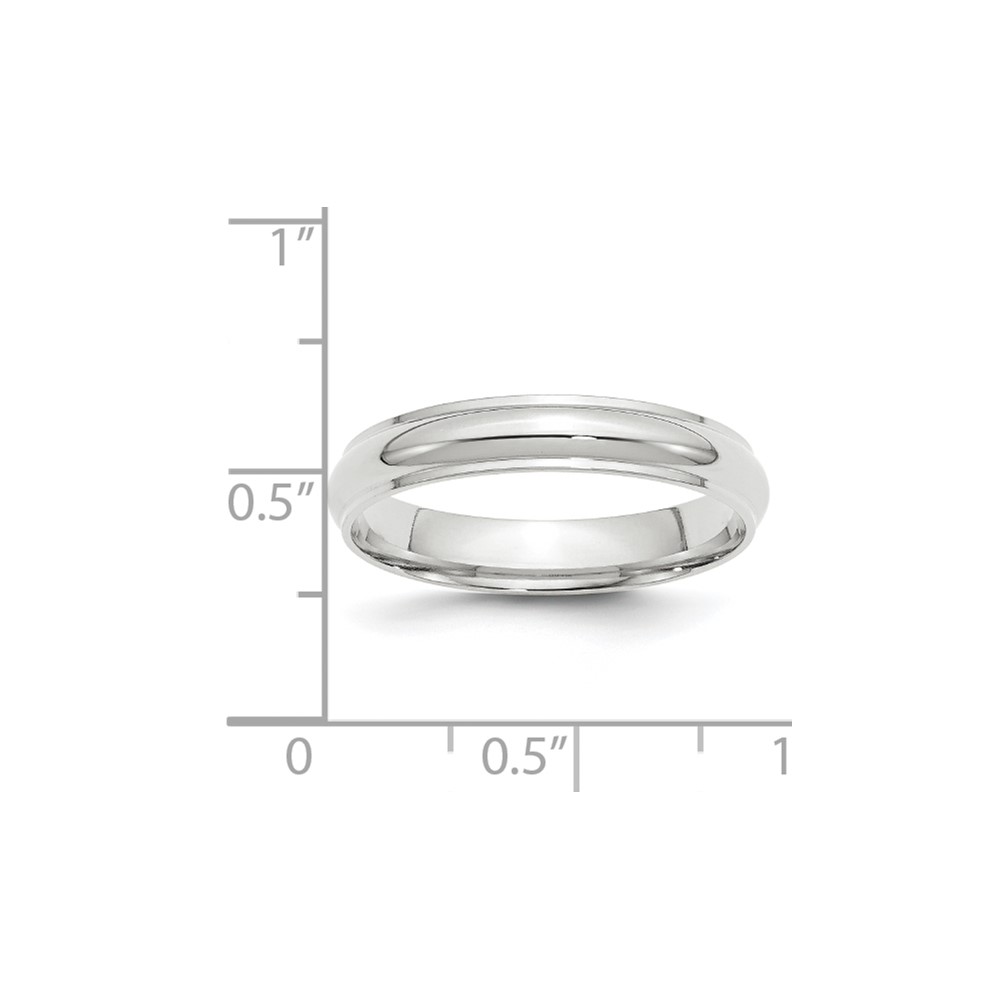 14k White Gold 4mm Half Round with Edge Wedding Band Size 5 (WHRE040-5)