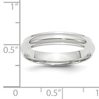 14K White Gold 4mm Half Round Band with Edge Wedding view 3