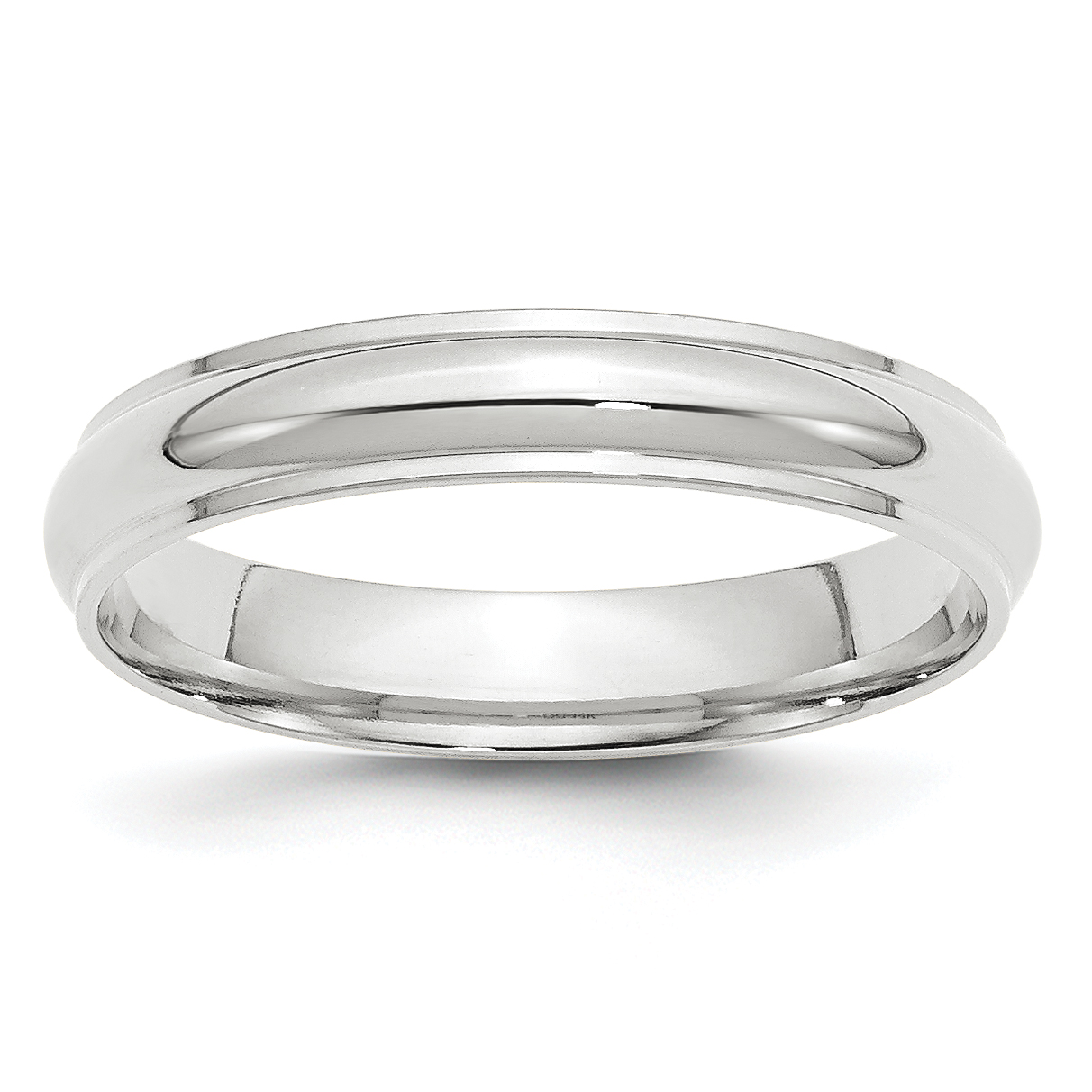 14k White Gold 4mm Half Round with Edge Wedding Band Size 5 (WHRE040-5)