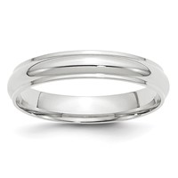 14K White Gold 4mm Half Round Band with Edge Wedding view 1
