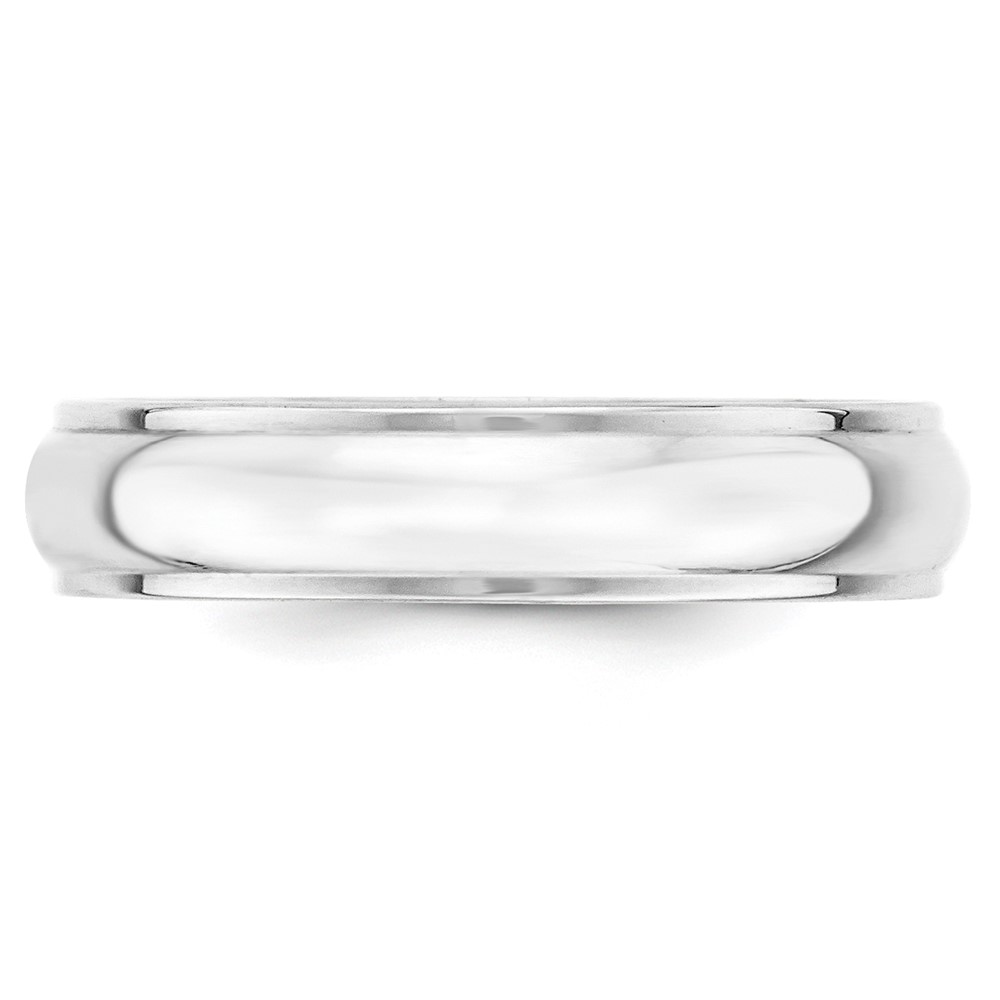 14k White Gold 5mm Half Round with Edge Wedding Band Size 10.5 (WHRE050-10.5)