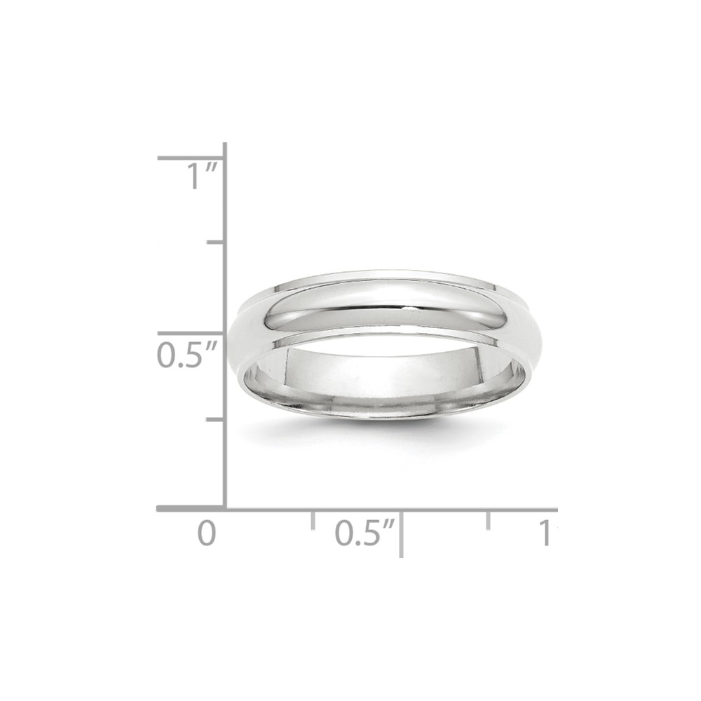 14k White Gold 5mm Half Round with Edge Wedding Band Size 10.5 (WHRE050-10.5)