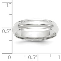 14K White Gold 5mm Half Round Band with Edge Wedding view 3