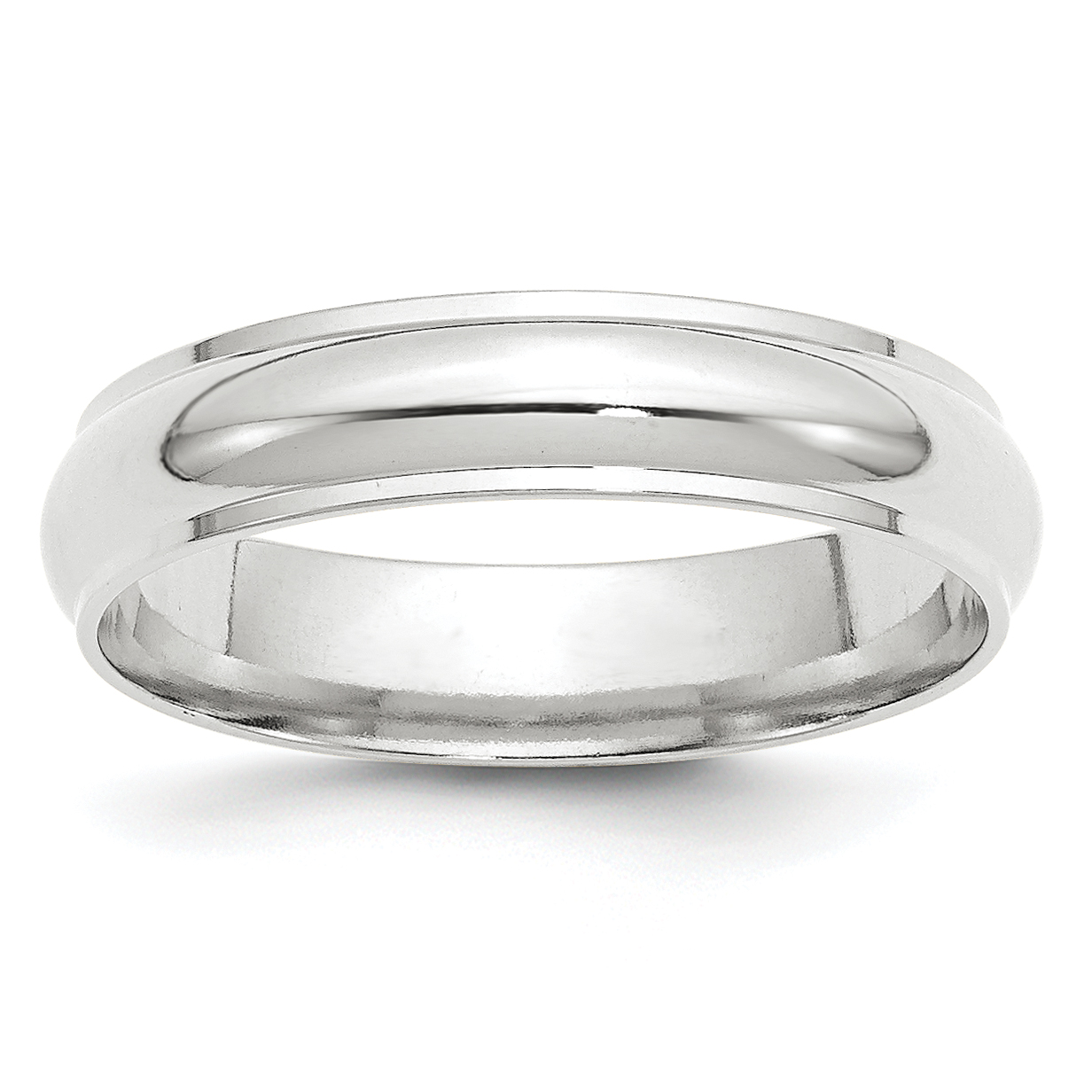 10k White Gold 5mm Half Round with Edge Wedding Band Size 7.5 (1WHRE050-7.5)
