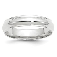 14K White Gold 5mm Half Round Band with Edge Wedding view 1