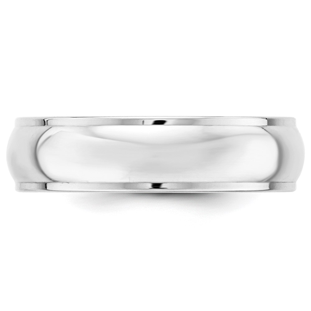 14k White Gold 6mm Half Round with Edge Wedding Band Size 11 (WHRE060-11)