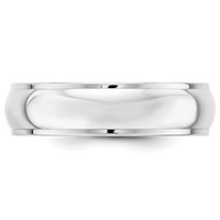 10K White Gold 6mm Half Round Band with Edge Wedding view 2