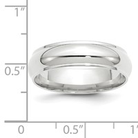 10K White Gold 6mm Half Round Band with Edge Wedding view 3