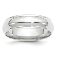 10K White Gold 6mm Half Round Band with Edge Wedding view 1