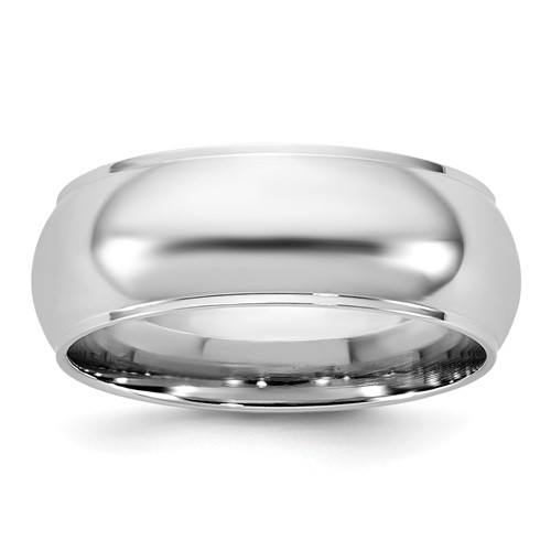 14K 7mm White Gold Half Round Band with Edge, Size 5