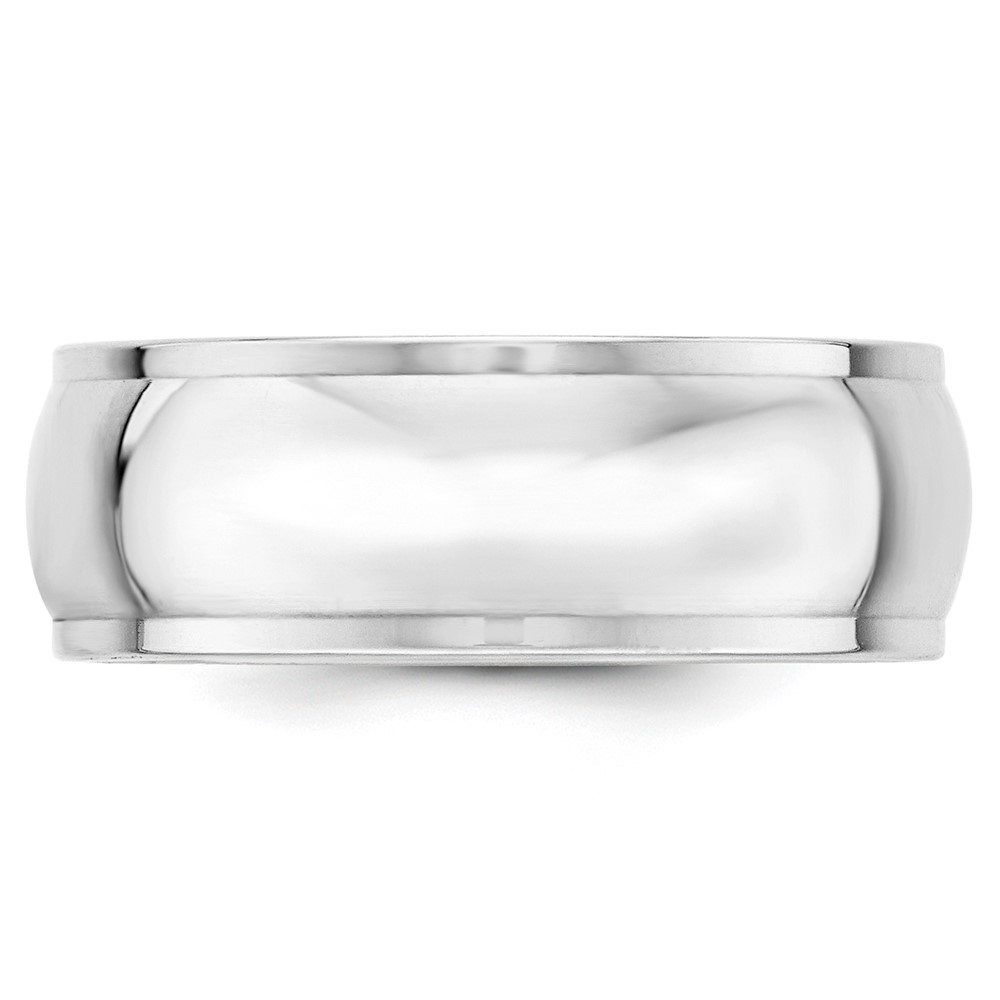 14k White Gold 8mm Half Round with Edge Wedding Band Size 13 (WHRE080-13)