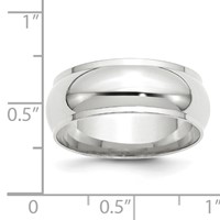 10K White Gold 8mm Half Round Band with Edge Wedding view 3