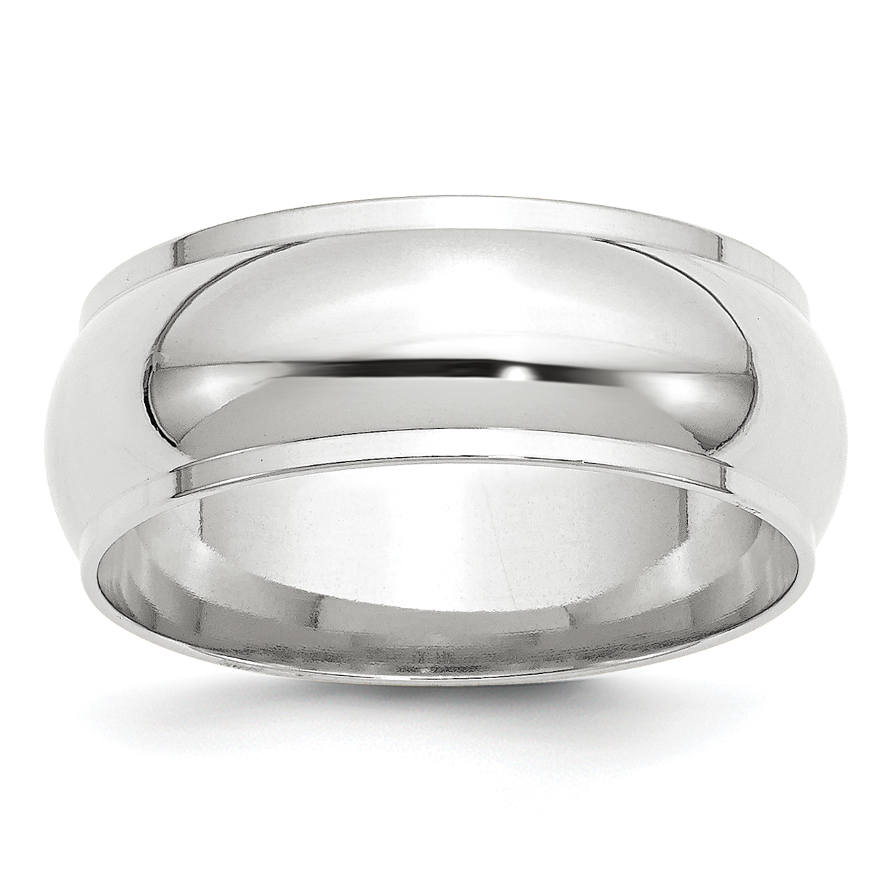 10k White Gold 8mm Half Round with Edge Wedding Band Size 12 (1WHRE080-12)