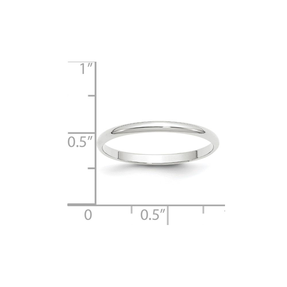 10k White Gold 2mm Lightweight Half Round Wedding Band Size 11.5 (1WHRL020-11.5)