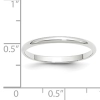 14K White Gold 2mm Lightweight Half Round Wedding Band view 4