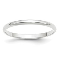 14K White Gold 2mm Lightweight Half Round Wedding Band view 1