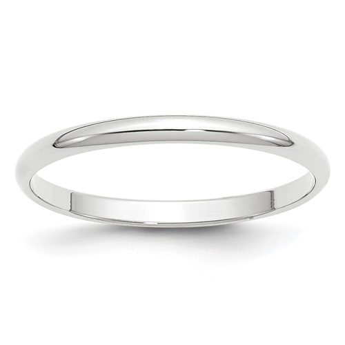 10k White Gold 2mm Lightweight Half Round Wedding Band Size 11.5