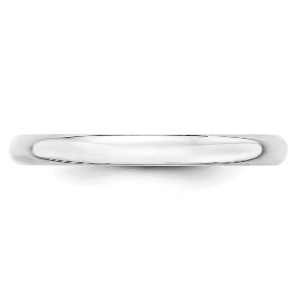 14k White Gold 2.5mm Lightweight Half Round Wedding Band Size 7 (WHRL025-7)