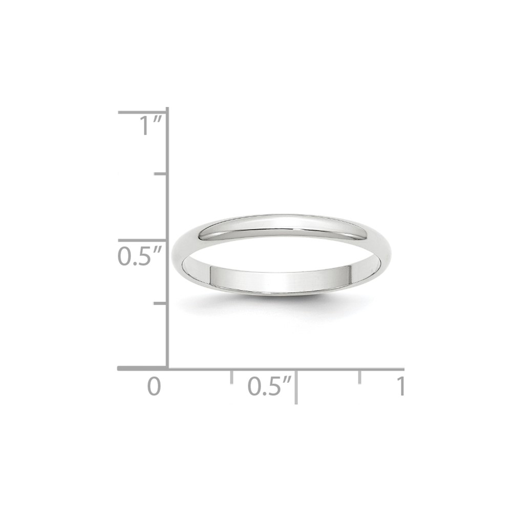 14k White Gold 2.5mm Lightweight Half Round Wedding Band Size 7 (WHRL025-7)