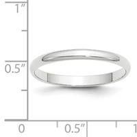 14K White Gold 2.5mm Lightweight Half Round Wedding Band view 3