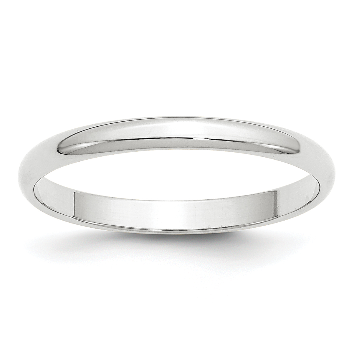 10k White Gold 2.5mm Lightweight Half Round Wedding Band Size 5.5 (1WHRL025-5.5)