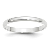 14K White Gold 2.5mm Lightweight Half Round Wedding Band view 1
