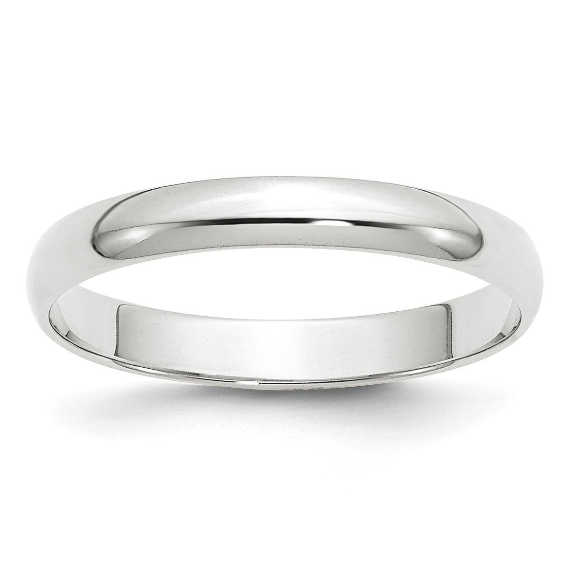 10k White Gold 3mm Lightweight Half Round Wedding Band Size 10 (1WHRL030-10)
