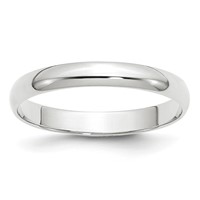 10K White Gold 3mm Lightweight Half Round Wedding Band view 1