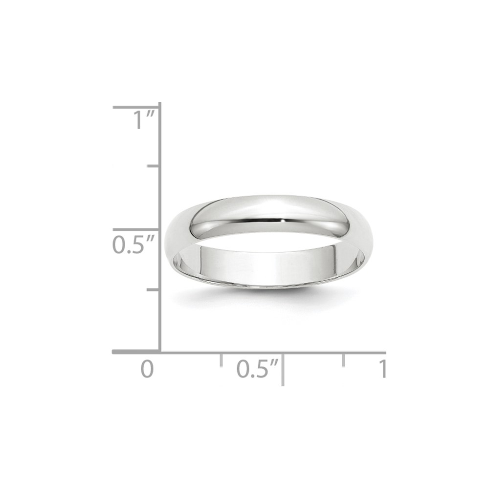 10k White Gold 4mm Lightweight Half Round Wedding Band Size 9 (1WHRL040-9)