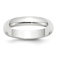 10K White Gold 4mm Lightweight Half Round Wedding Band view 1