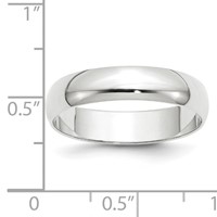 14K White Gold 5mm Lightweight Half Round Wedding Band view 3