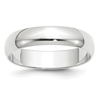 14K White Gold 5mm Lightweight Half Round Wedding Band view 1
